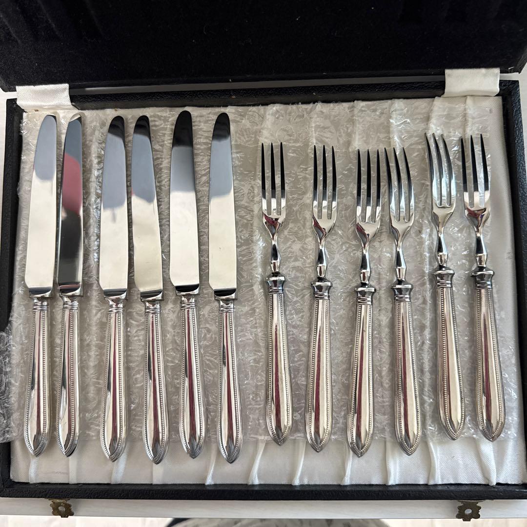 イギリス製　ヴィンテージ 　ロッジ　 デザートナイフフォーク12本セット