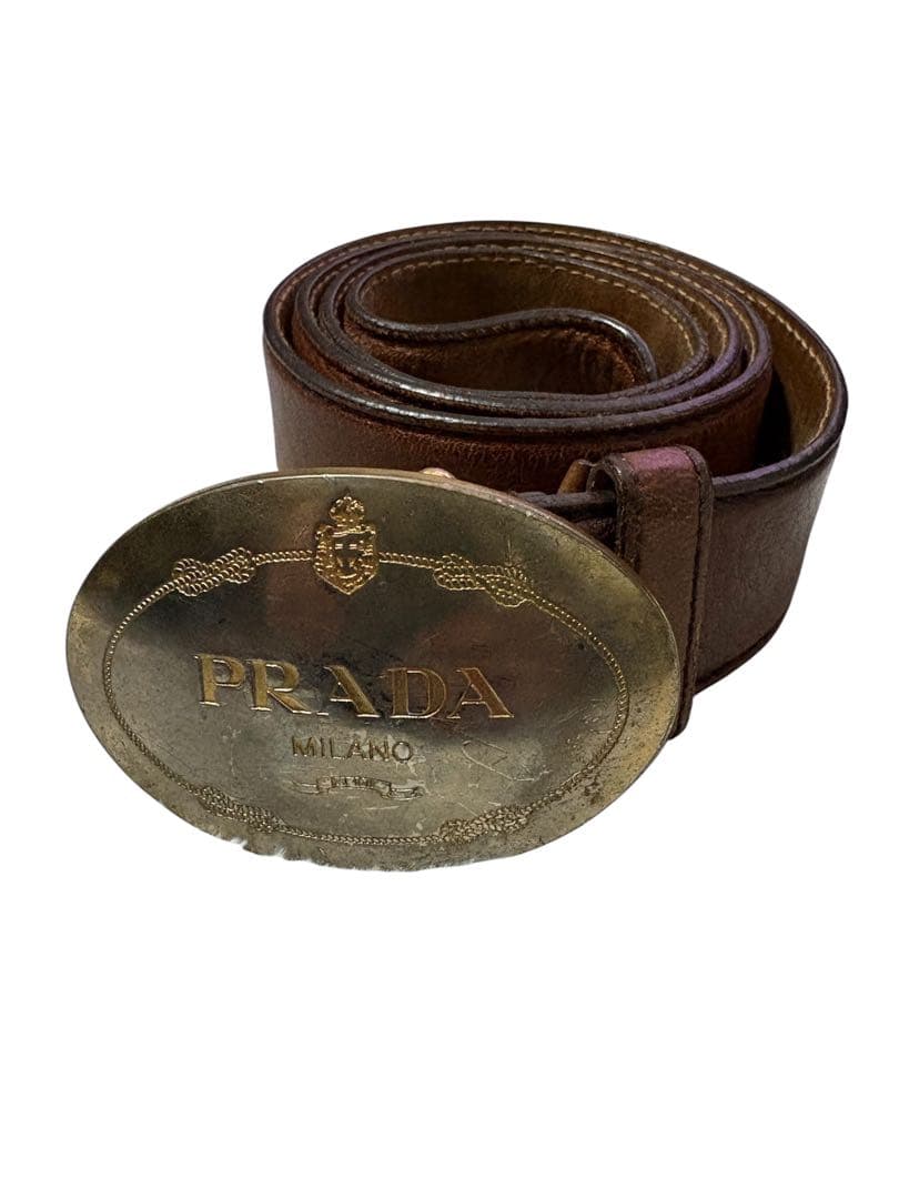 小物 PRADA archive leather belt Prada レザーベルト | ブラウン | FARFETCH JP