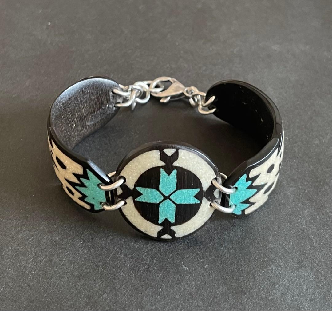 ヴィンテージ ラコタ族 バッファローホーン ブレスレット ターコイズ バングル