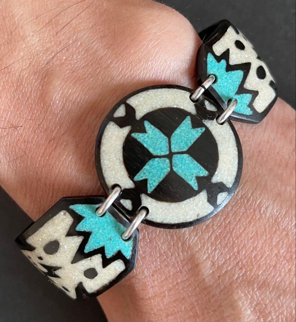 ヴィンテージ ラコタ族 バッファローホーン ブレスレット ターコイズ