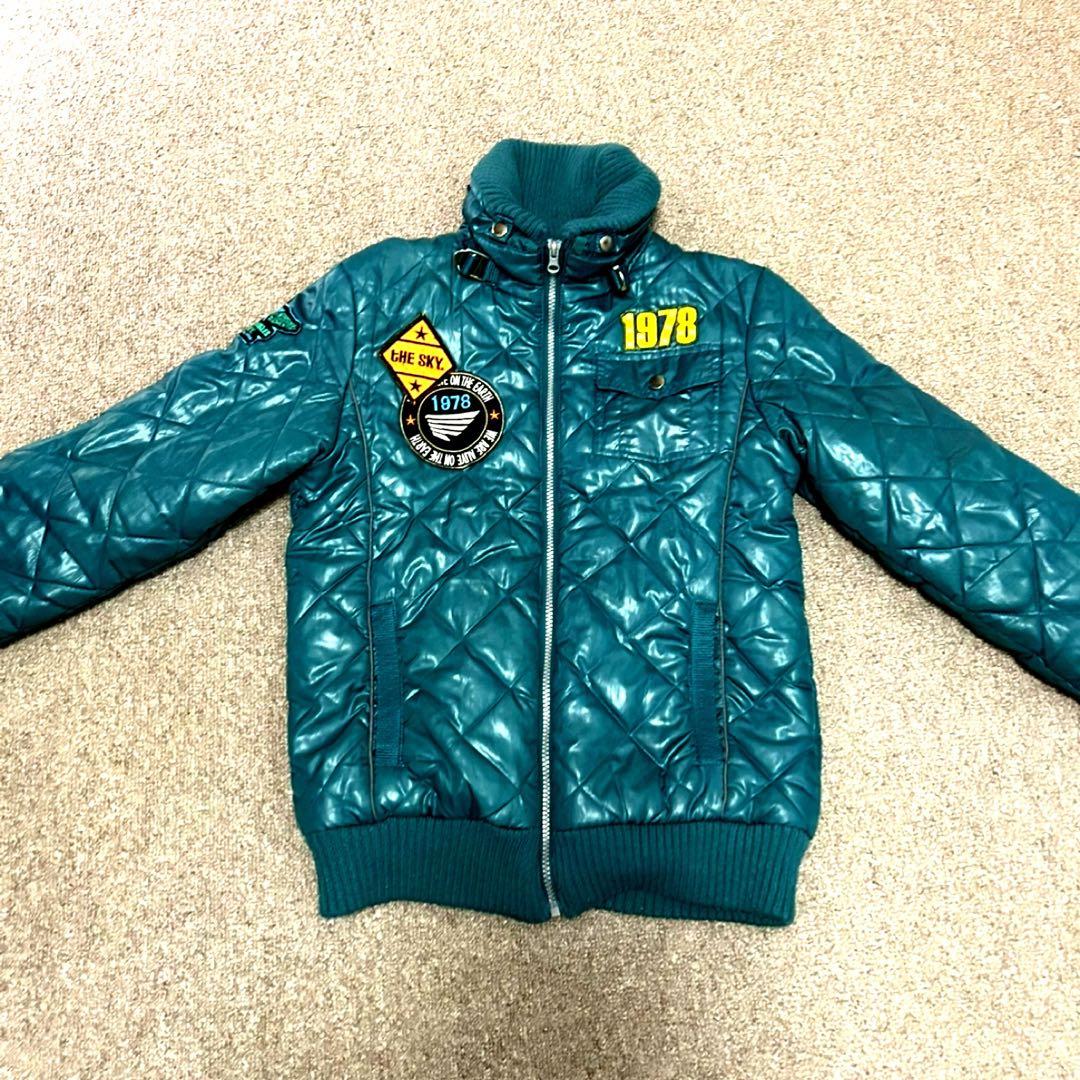 00s y2k リブ ワッペン 短丈 中綿ダウン 平成ギャル アメカジ 海外