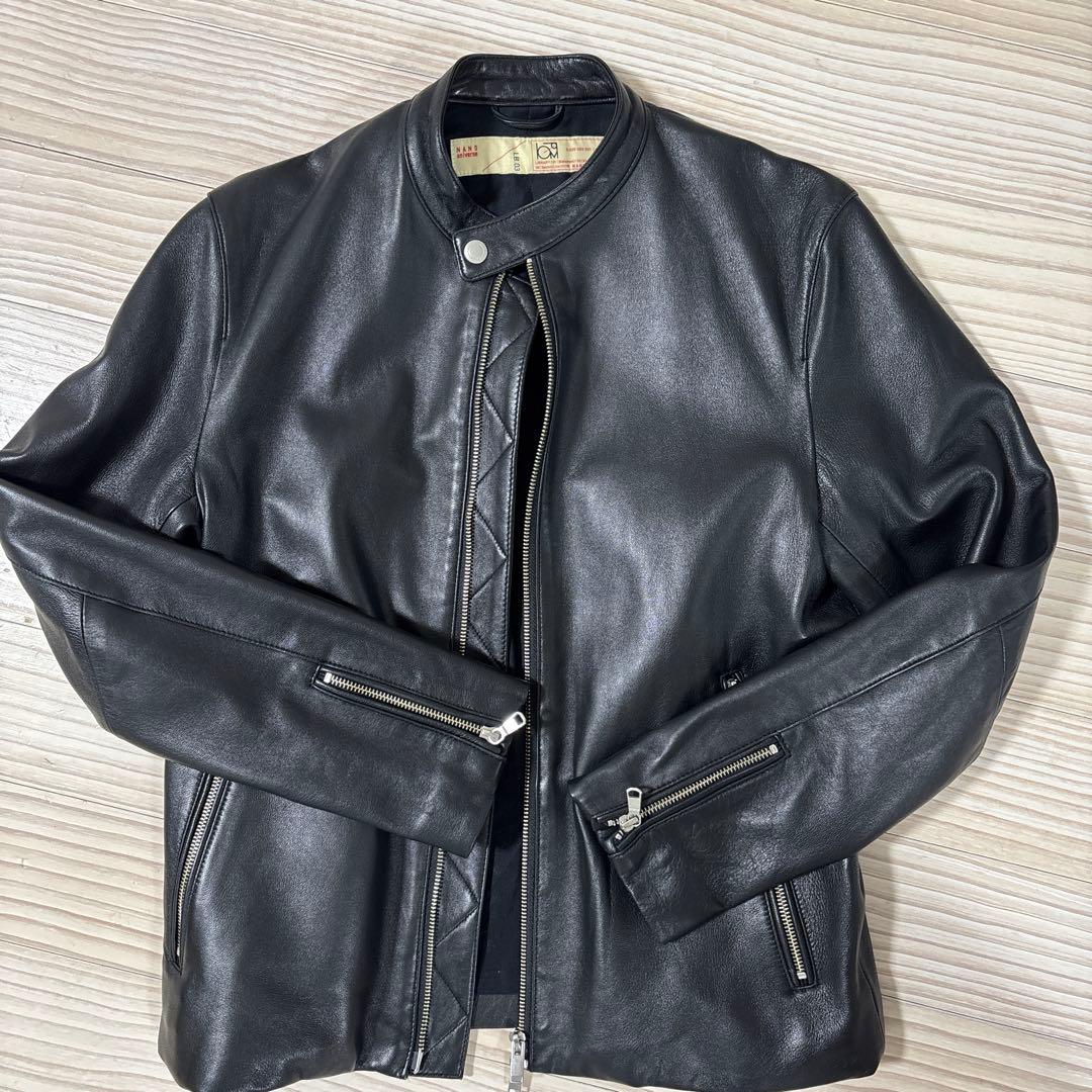 NANO Universe 羊革シングルライダースLB.03 ブラック　Mサイズ