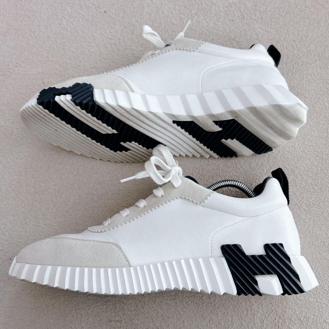 HERMES エルメス　バウンシング　スニーカー　レザー　白×紺　26.5cm