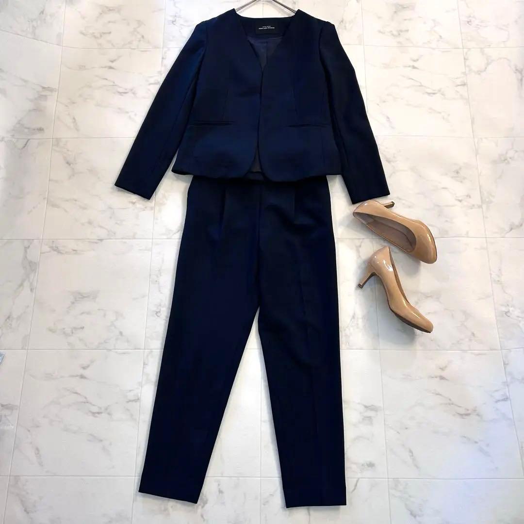 グリーンレーベルリラクシング　ダブルクロス ノーラペル ジャケットパンツ　洗える