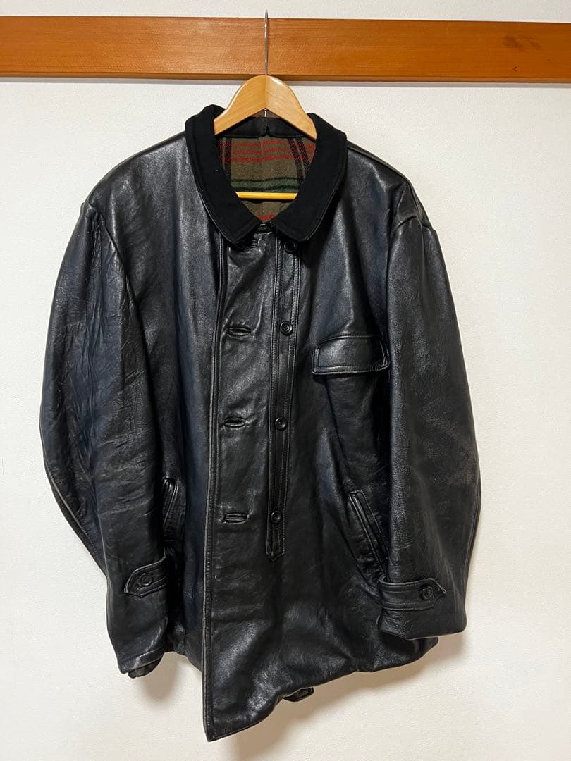 コルビジェジャケット レザージャケット ブラック　ウール襟