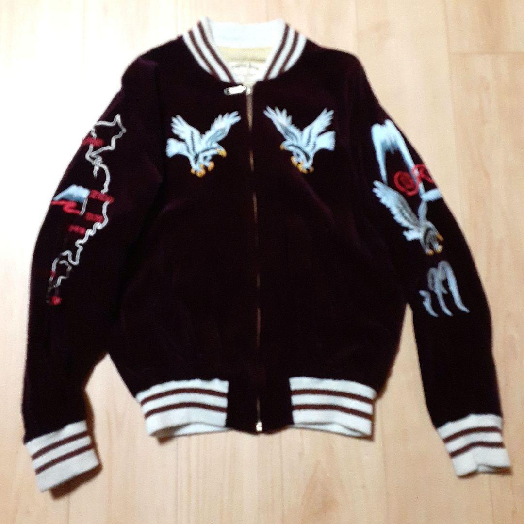 紫ベルベット スカジャン 鷲刺繍