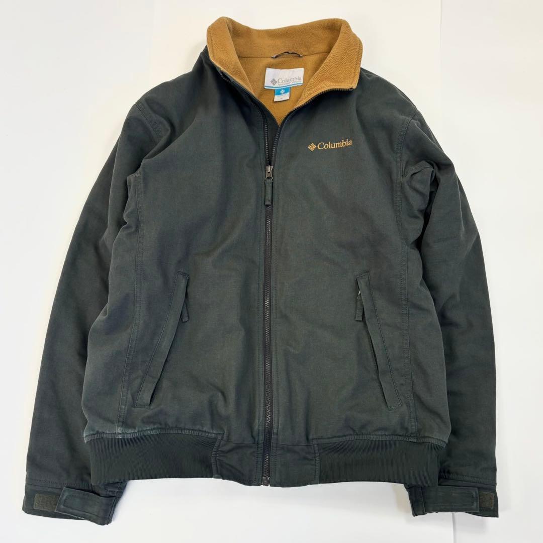 古着 Columbia ロマビスタジャケット 刺繍 裏地フリース XL カーキ
