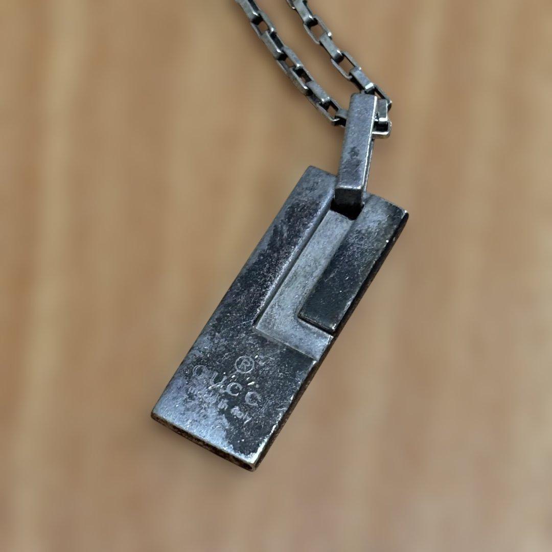 GUCCI ネックレス ロゴプレート シルバー925 ロゴ刻印 Gプレート