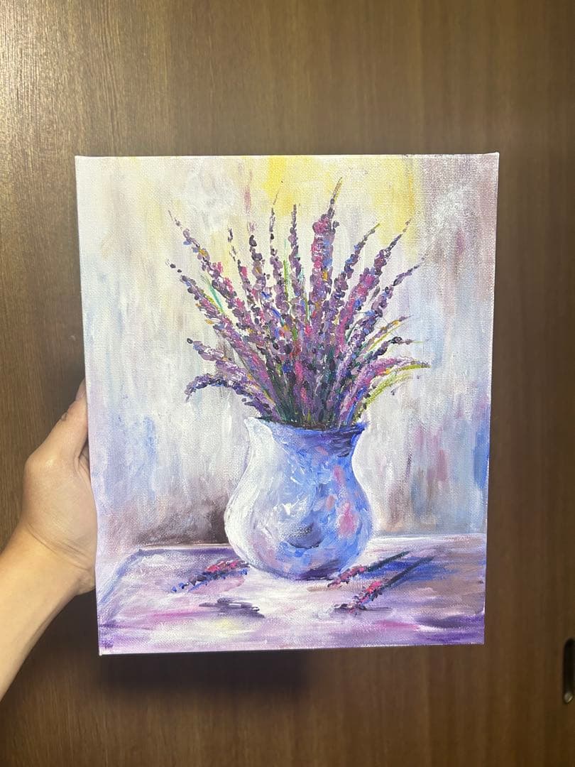 ラベンダーの花瓶 油絵 F3 f9795f7d8fe6fafc9e20474d2f2f02