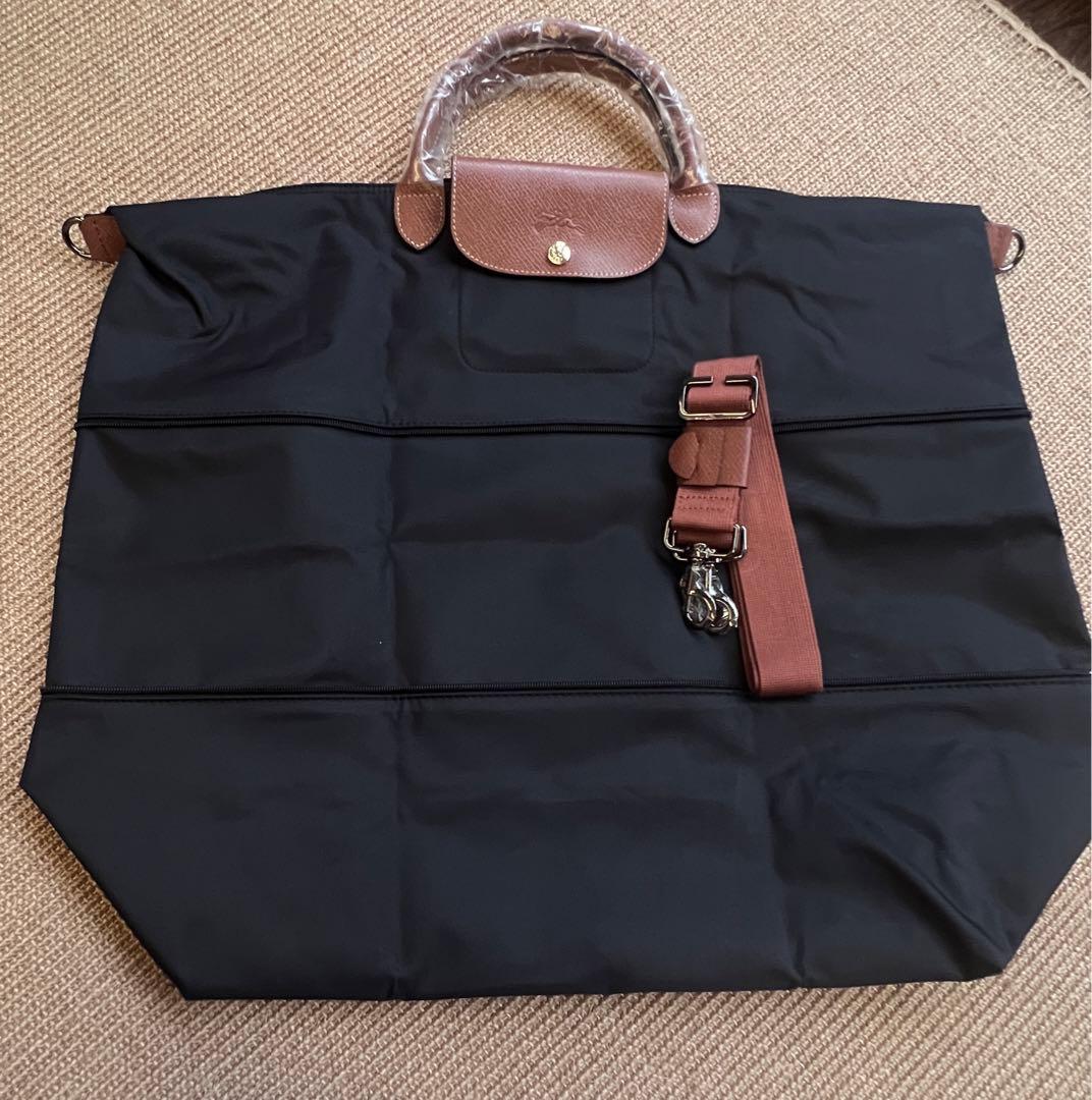 ロンシャン ルプリアージュ 拡張 大容量 ボストン 旅行　黒　ブラックv gy