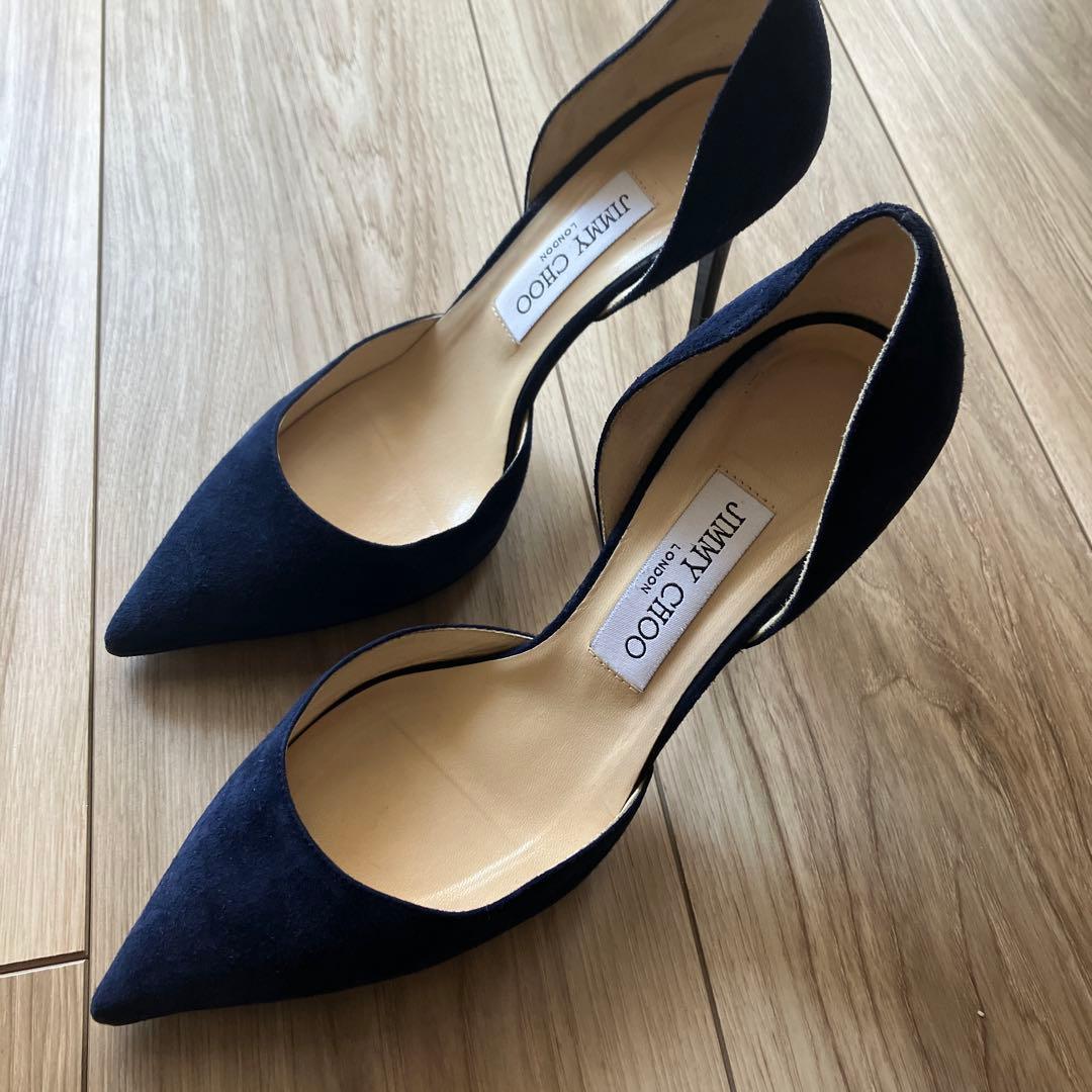JIMMY CHOO ネイビー スエード ハイヒール - メルカリ