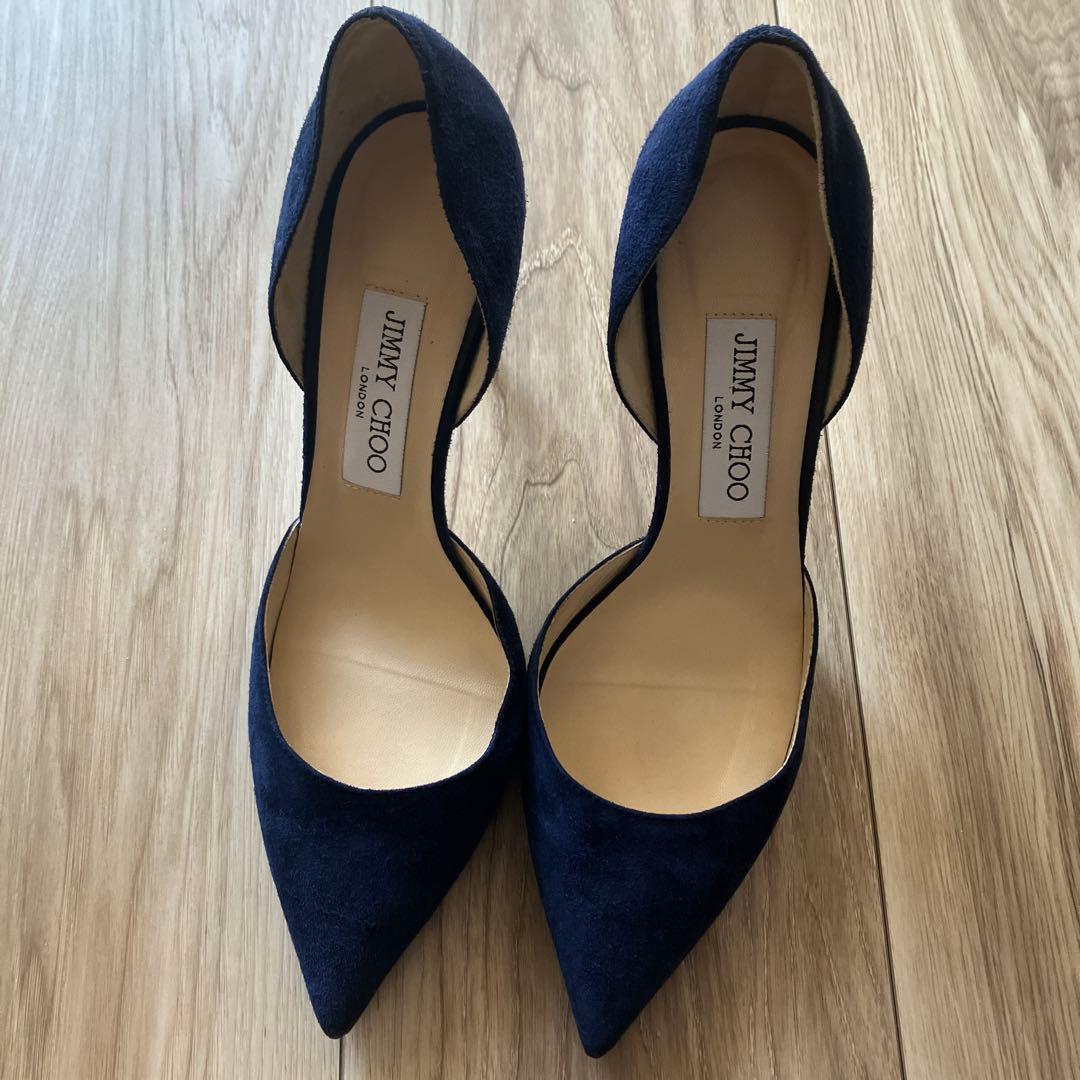 JIMMY CHOO ネイビー スエード ハイヒール - メルカリ