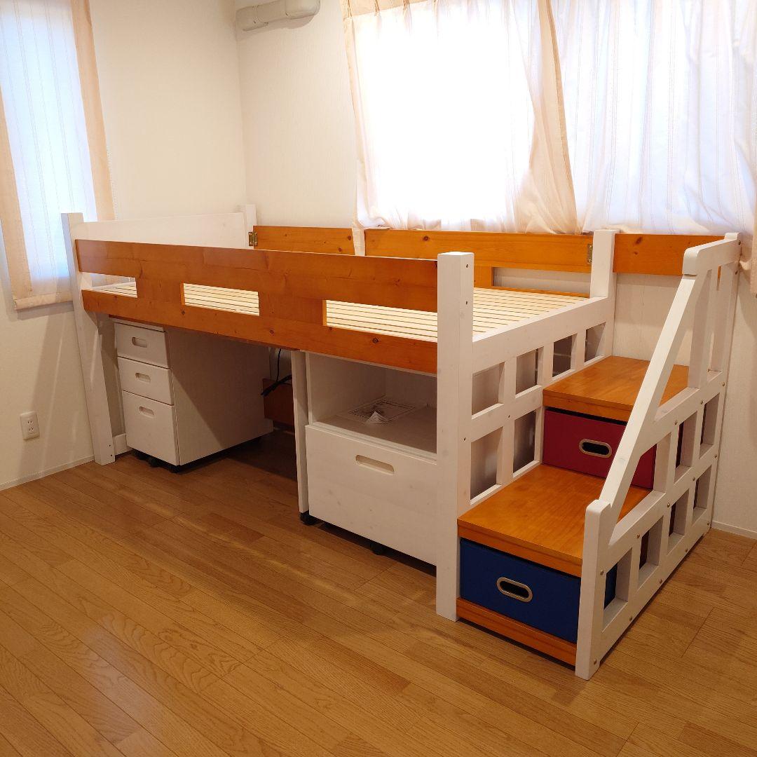 気まぐれショッピング☆【引取限定】組立式ロフトベッド4点セット