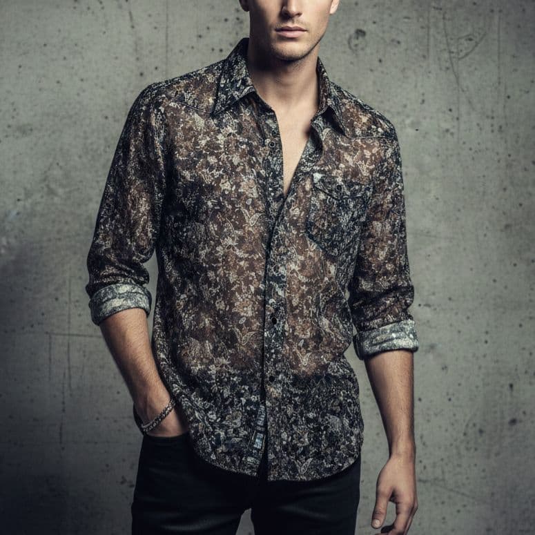 希少アーカイブ トルネードマート 総柄シースルーシャツ ウエスタン