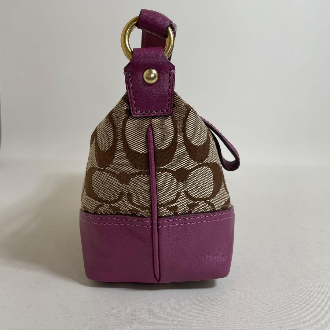 2512-112｜美品｜コーチ シグネチャー マルチポーチ パープル - メルカリ