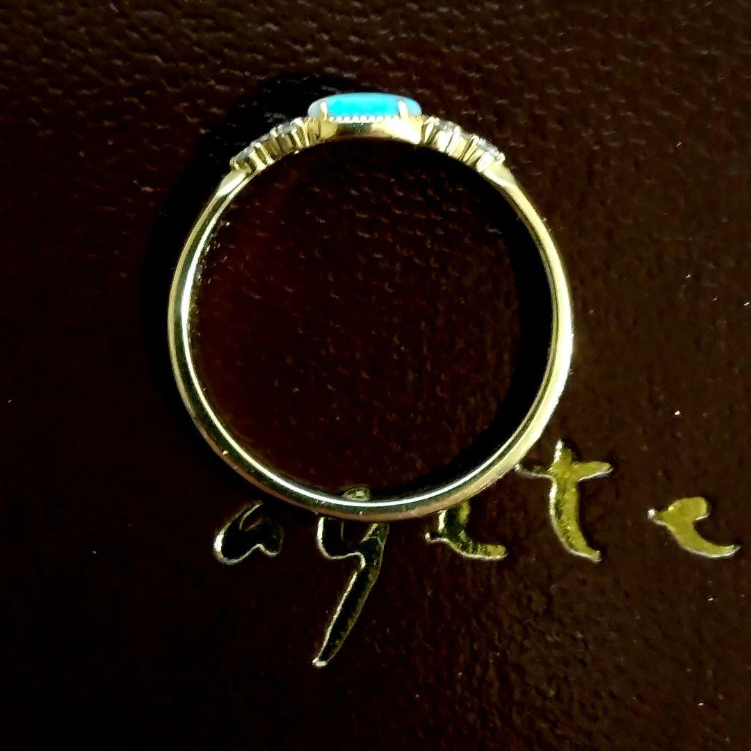 アガット K10 ダイヤモンド オパール リング 13号 遊色 オーロラ 美品