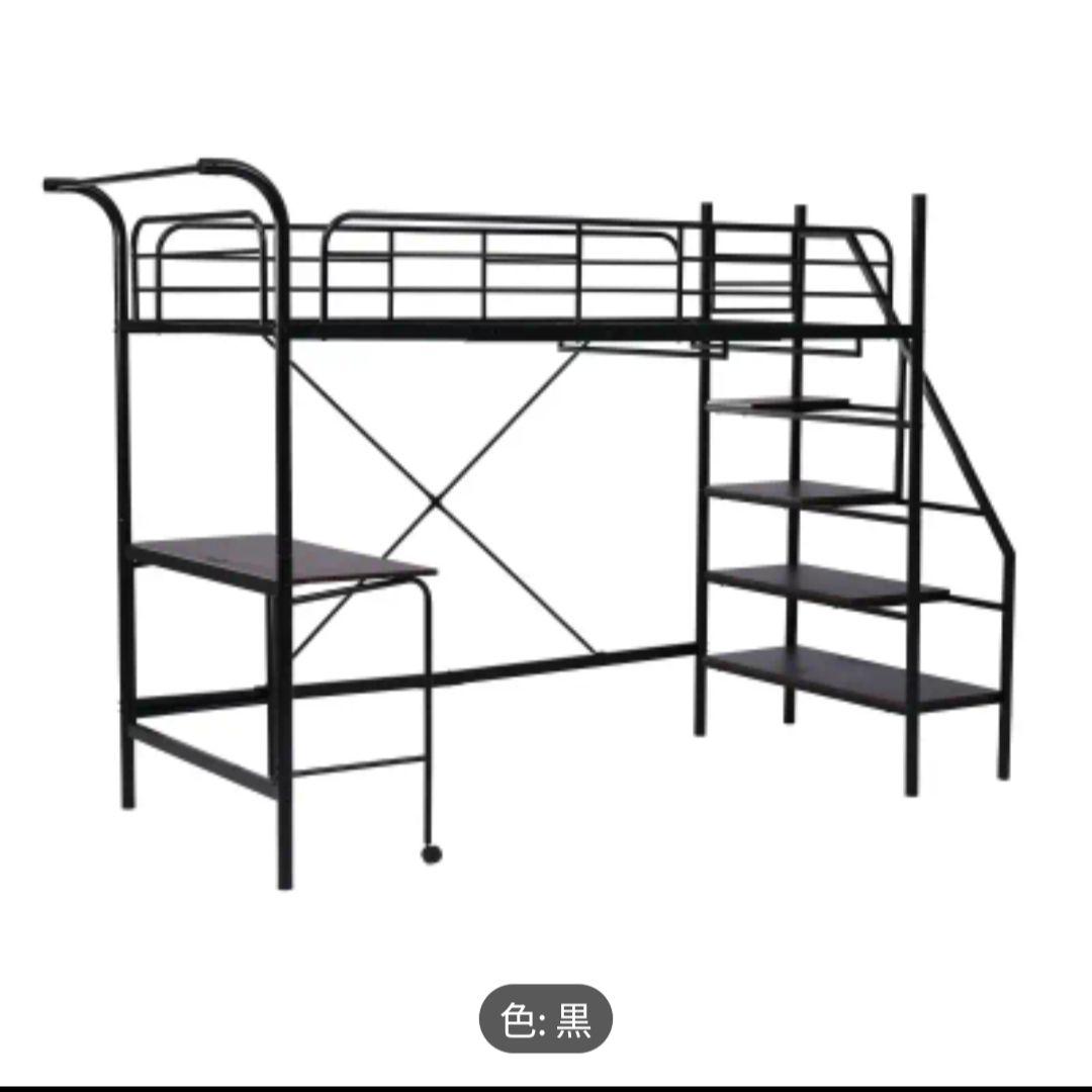 ロフトベッド 黒 デスク付き1