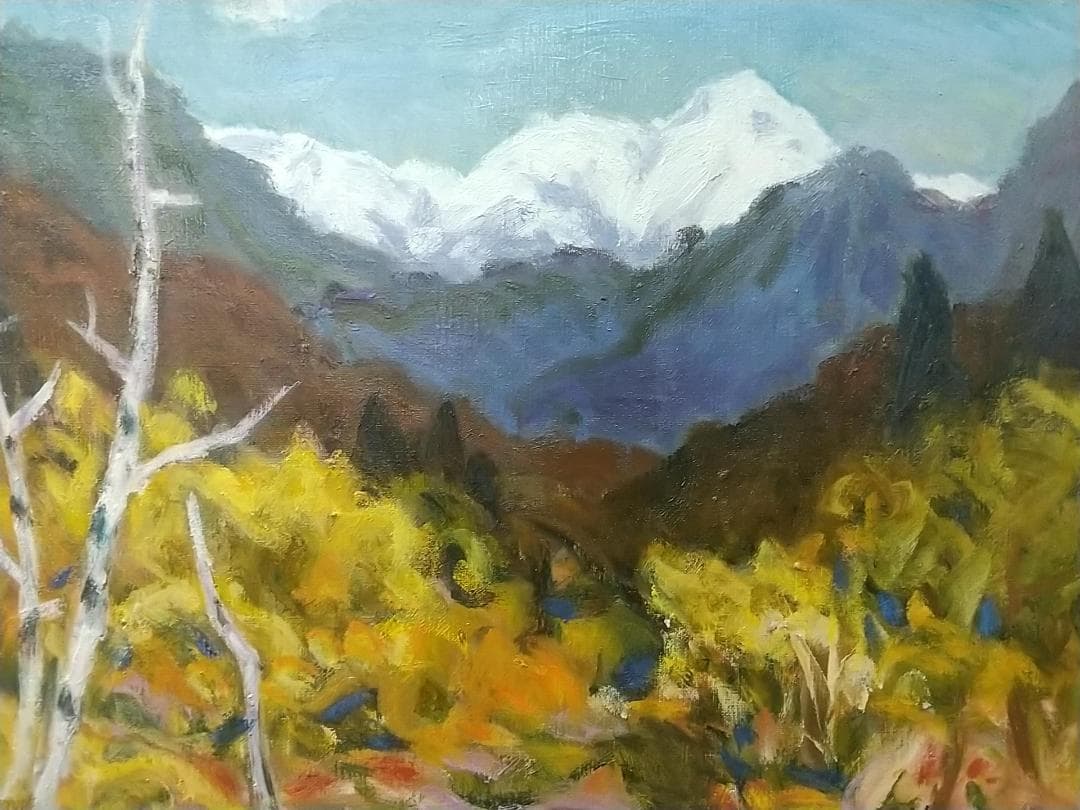 木曽駒ヶ岳」F6 油絵 油彩画 絵画 アート 風景画 - メルカリ