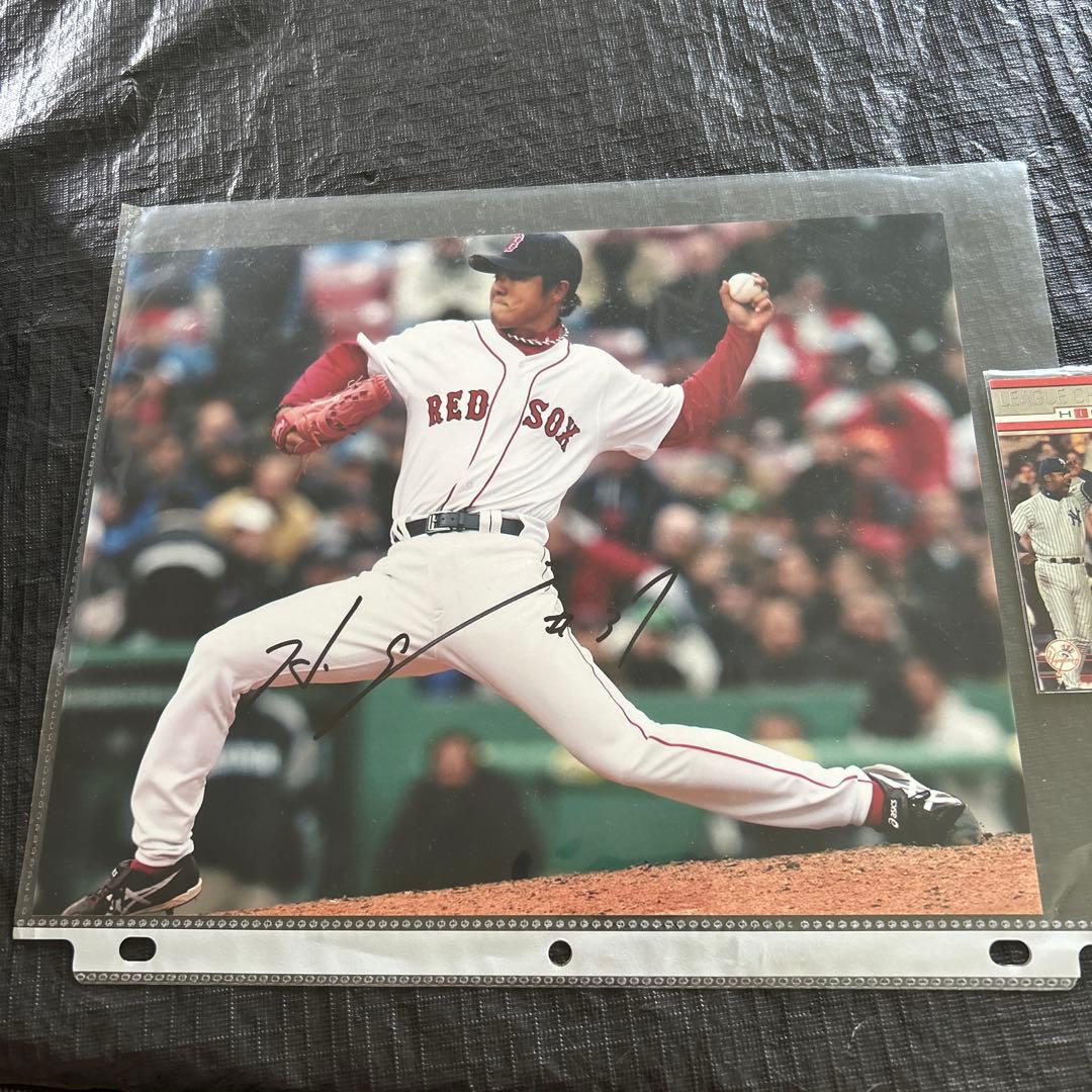 MLB 岡島秀樹 直筆サイン入フォト ボストンレッドソックス 読売
