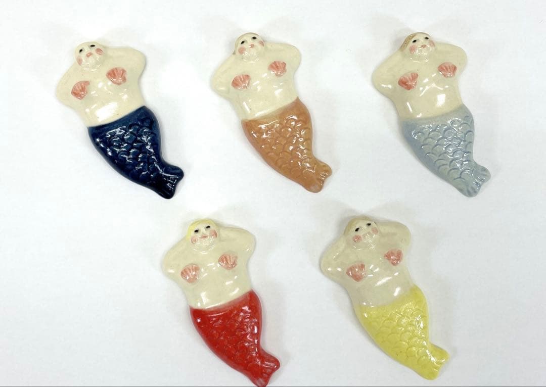 藤田美智さん 人魚形陶器箸置きセット 5色