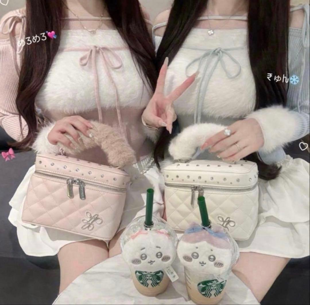 lumignon Ribbon bust fluffy tops Blue - メルカリ