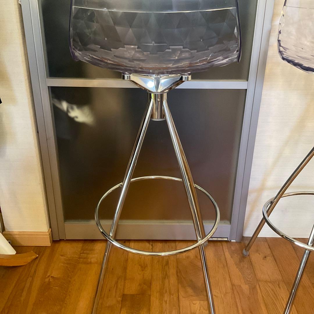 イタリア製 カルガリス ダイヤモンド パターン クリア スツール 2脚 希少