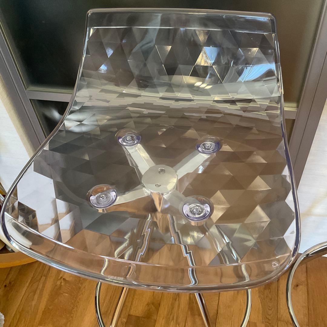 イタリア製 カルガリス ダイヤモンド パターン クリア スツール 2脚 希少