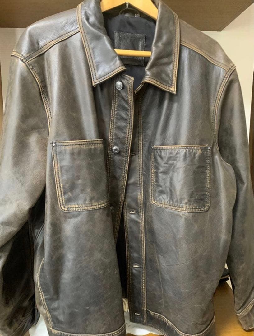 ZARAダークブラウン 革 ジャケット