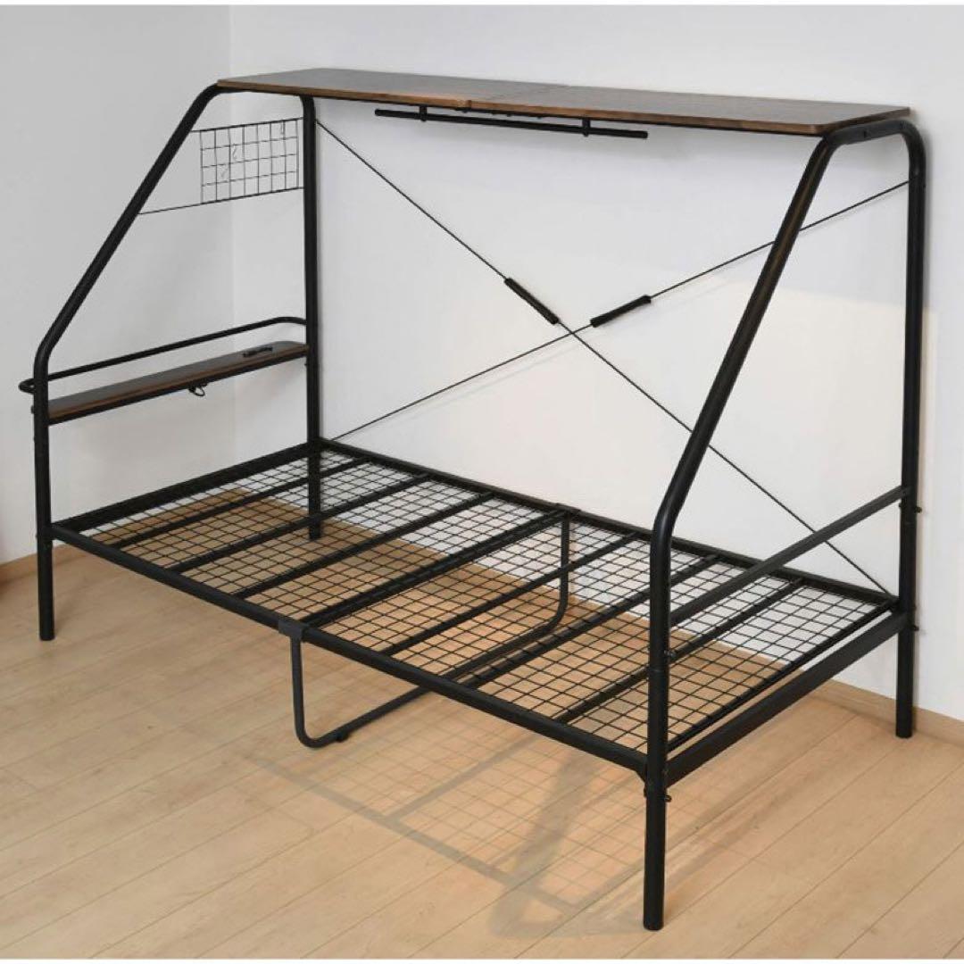 新品未使用箱不良　多機能ベッド 棚　コンセント付き BGB-98219（BK）