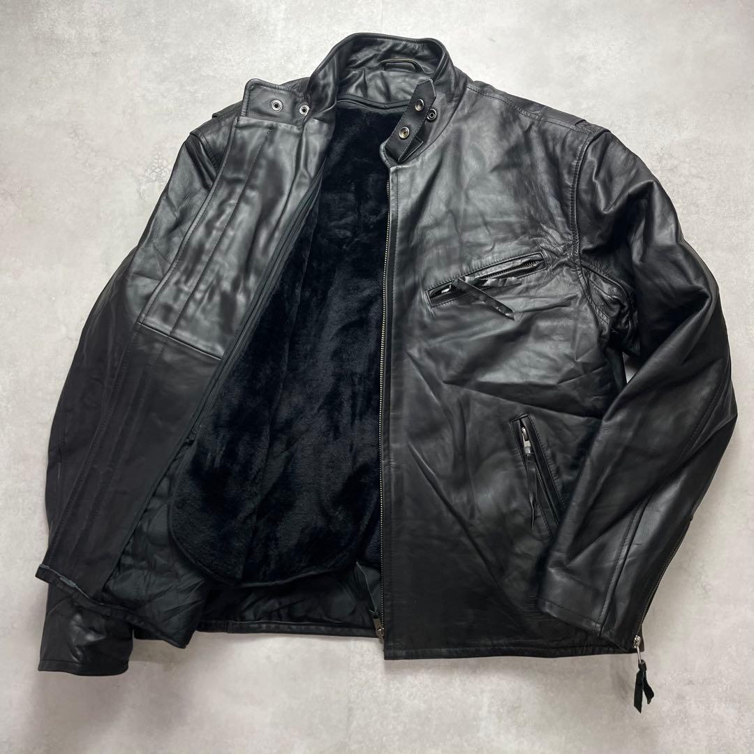 最高級/馬革✨リューグーレザーズ シングルライダース ボアライナー 黒 2XL Y'2 LEATHER ワイツーレザー SUMI DYED HORSE SINGLE RIDERS スミ