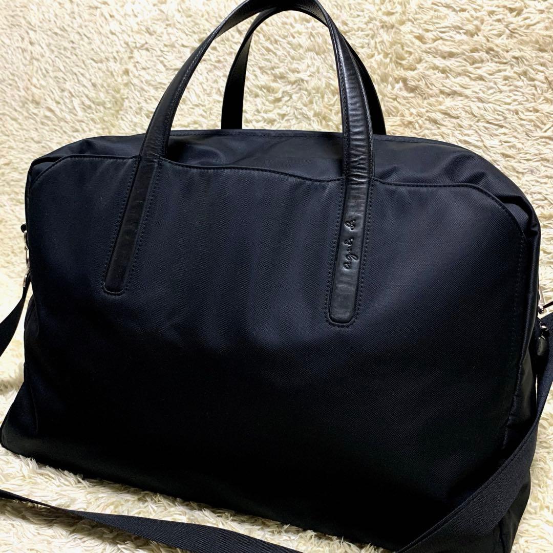 美品　アニエスベー　2way ボストンバッグ　ブラック