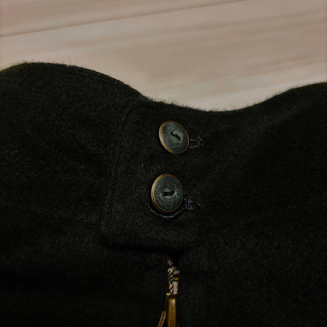 90s ウール ハリントンジャケット 短丈 ブラック グリーン 古着