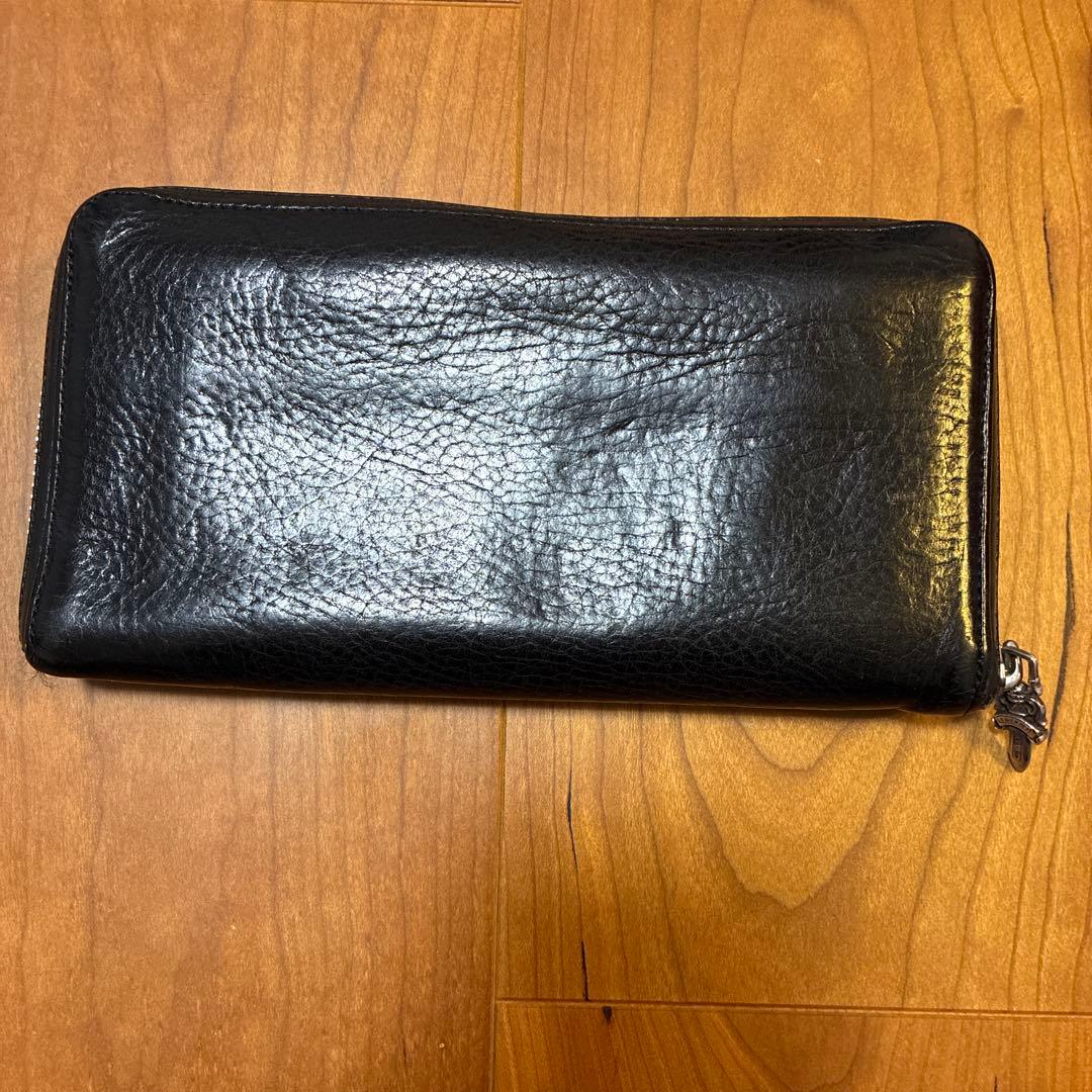 クロムハーツ REC F ZIP ブラック　レザー プレーン 長財布