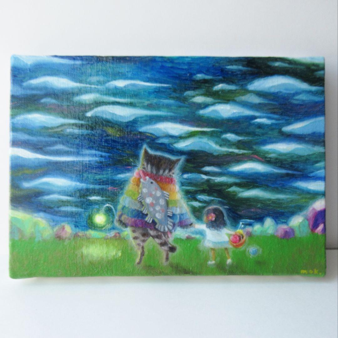 ［匿名で配送］一点もの 猫 油絵 油彩 絵 インテリア