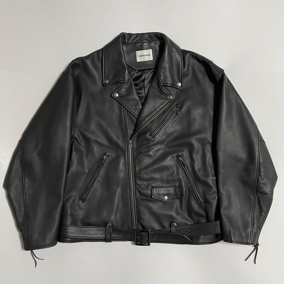monkey timeシープレザーオーバーサイズダブルライダースジャケット M