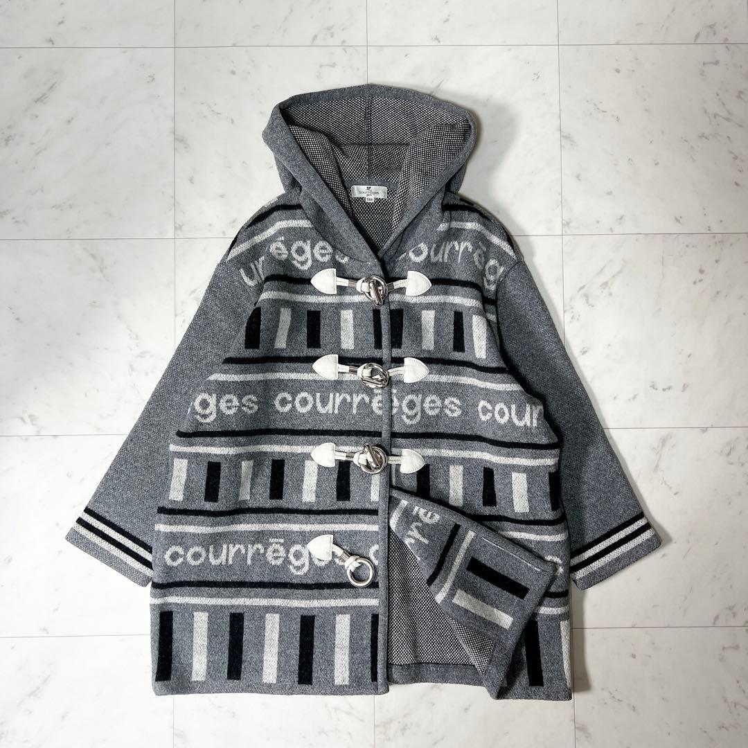 《希少ヴィンテージ》courreges クレージュ ニットダッフルコート 総柄