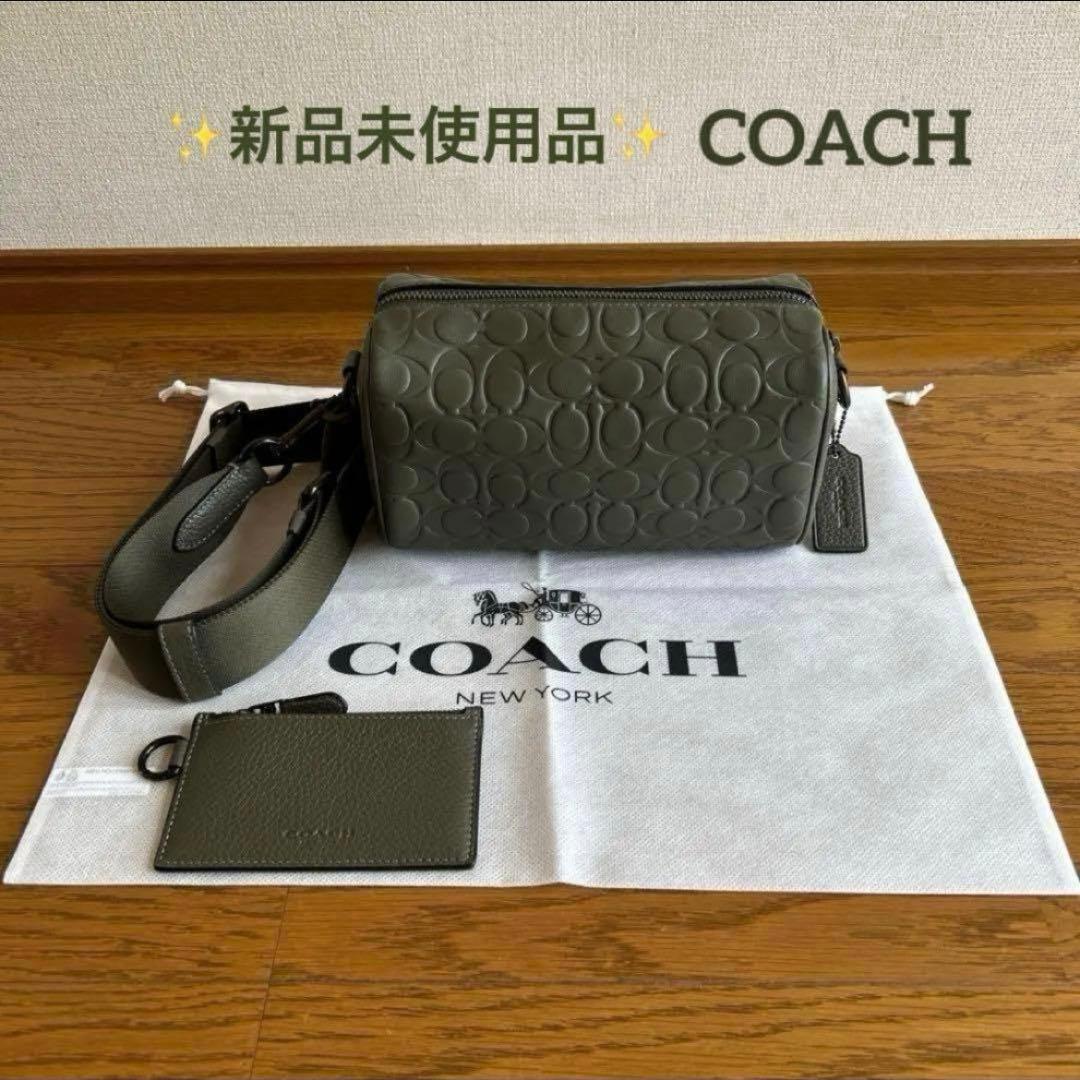 新品✨COACH＊コーチ　クロスボディ　シグネチャー　オリーブ　レザー　バッグ
