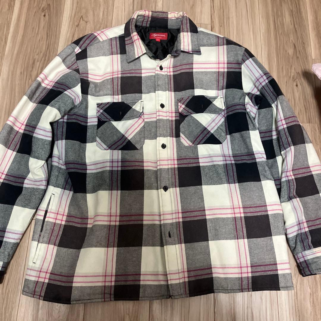 Supreme グレー系チェック 長袖シャツ L