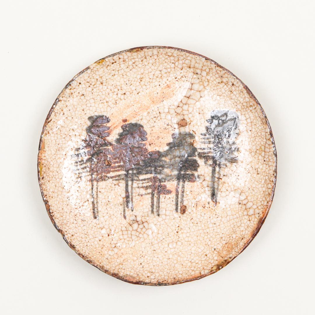 絵唐津 杉木立文 4.5寸皿