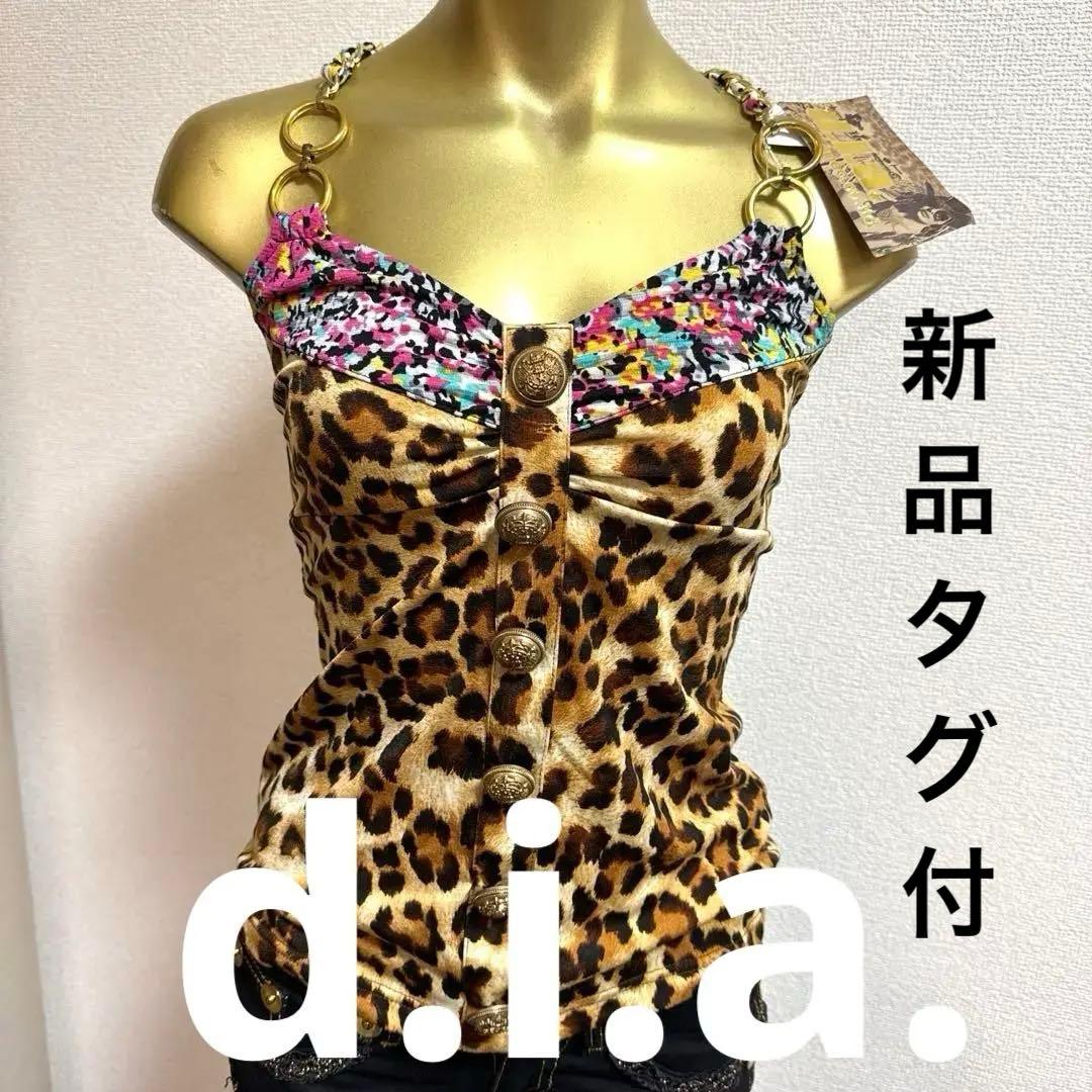 新品タグ付き★d.i.a.★平成ギャル★ヒョウ柄キャミ★金/悪羅悪羅/露出