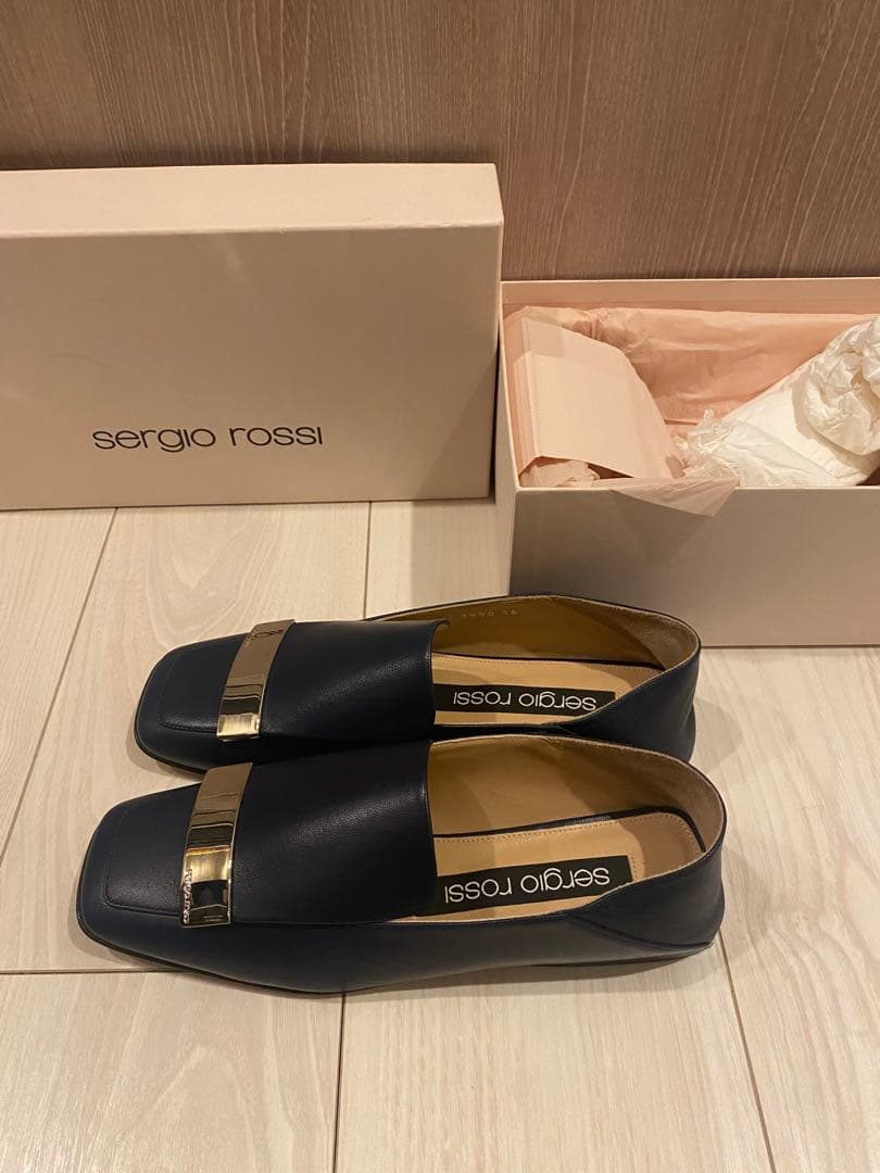 sergio rossi SR1 フラットスリッポンシューズ ネイビー