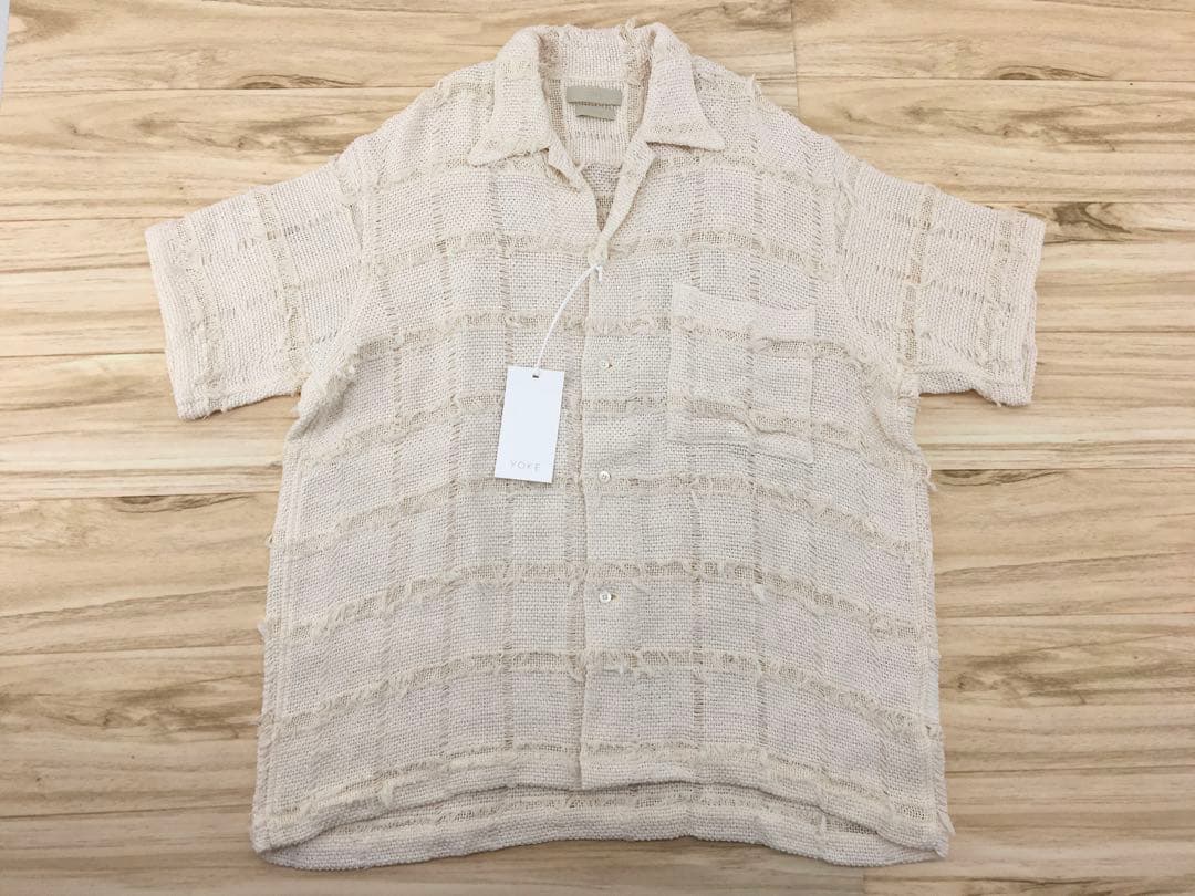 YOKE 25SS フリンジ チェック ツイード オープンカラーシャツ