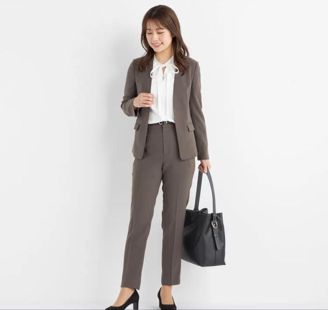 上下セットアップAOKI Oggiコラボ ダブルクロス ノーカラージャケット 上下セットアップAOKI Oggiコラボ ダブルクロス ノーカラージャケット