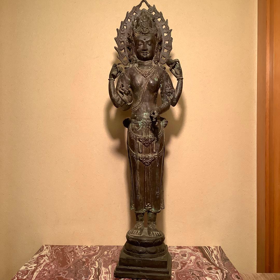 ガンダーラ仏「一面四臂菩薩」クシャーナ朝・マトゥラー美術・エローラ寺院・古銅特大