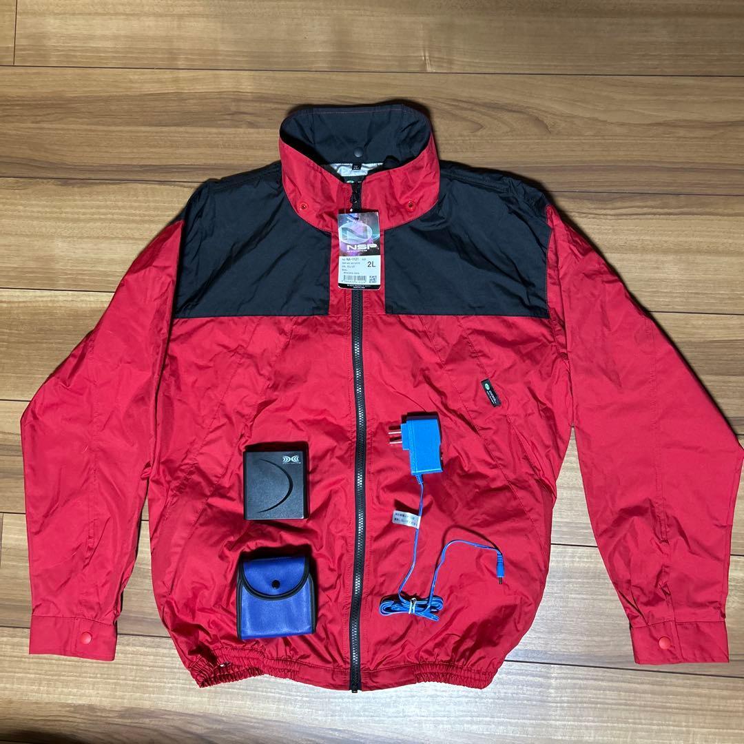 NSPファン付き空調服 セット2Lサイズ レッド/ブラック