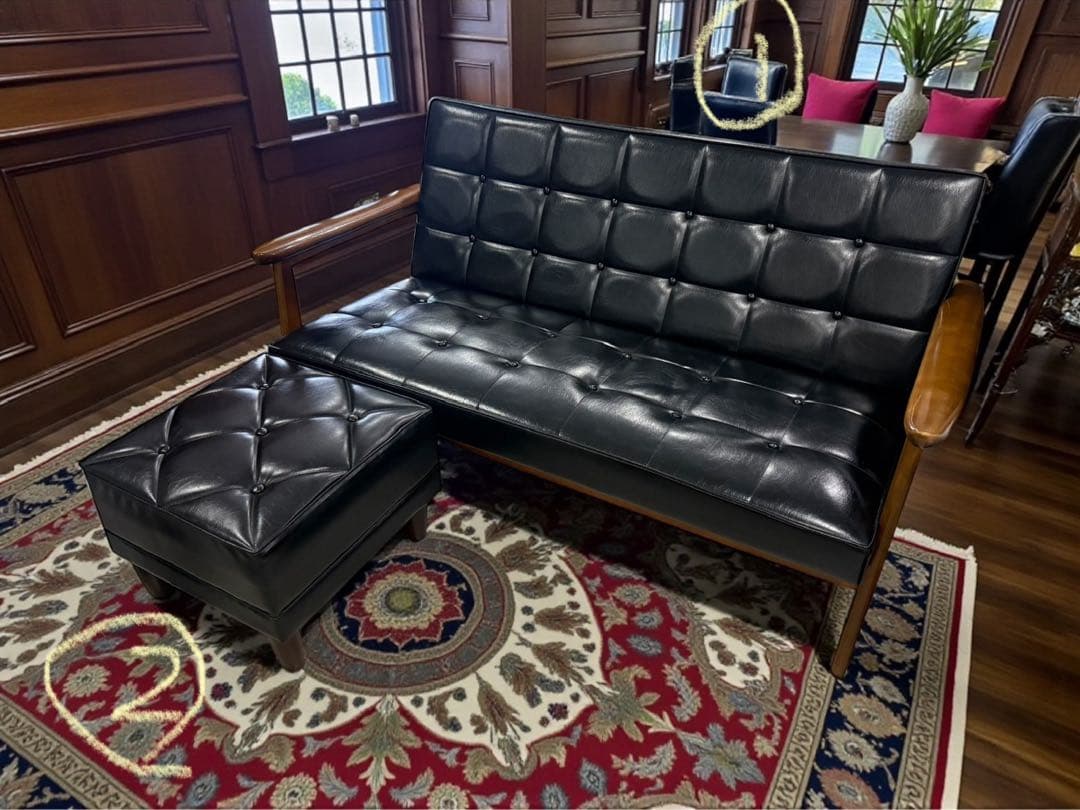 ◯②karimoku カリモク60 オットマン 黒 ブラック レザー カリモク60 オットマン 黒レザー - メルカリ