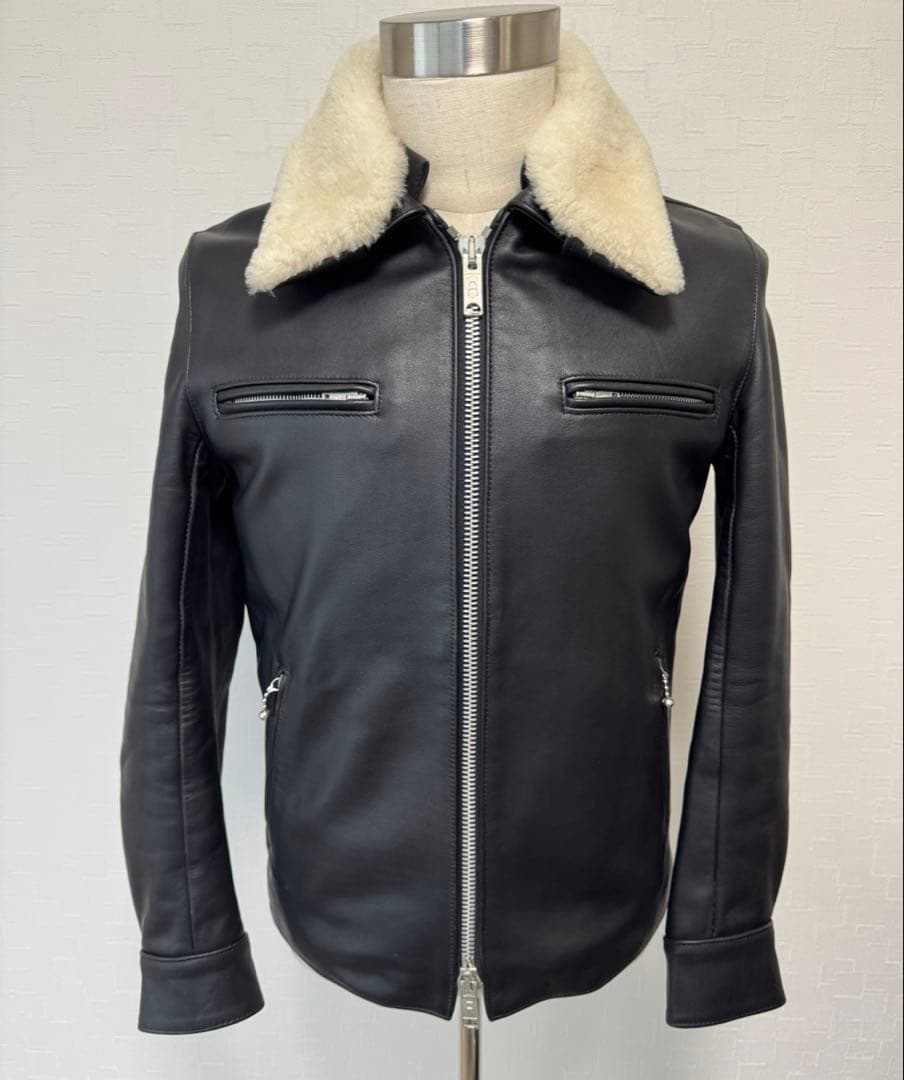 ◆美品◆JAMES GROSE◆ライダースジャケット◆襟ボア脱着可◆英国製 JAMES GROSE（ジェームスグロース） 革ジャン ライダース JAMES GROSE