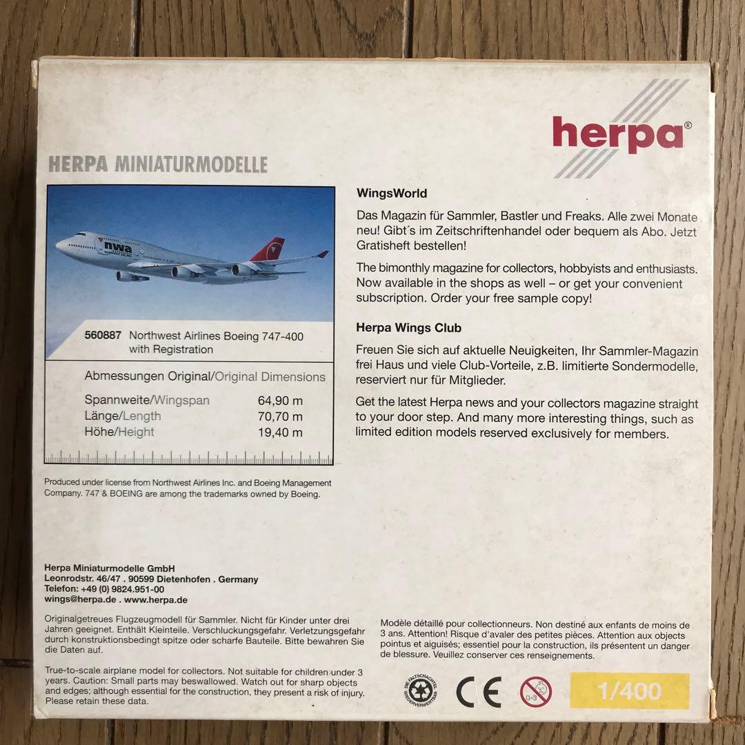 herpa 1/400ノースウエスト航空ボーイング747-400 - メルカリ
