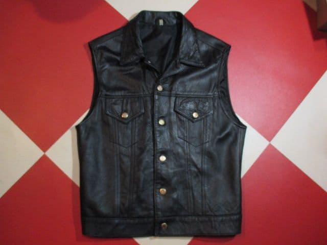 希少 ヴィンテージ 英国製 レザーベスト トラッカー REAL LEATHER社