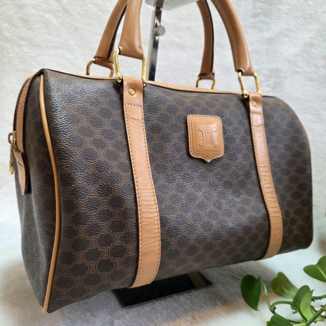 美品 CELINE セリーヌ マカダム PVCレザー ボストンバッグ トリオンフ